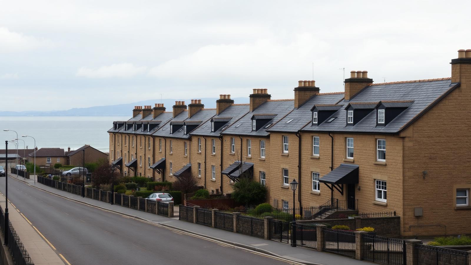 Kirkcaldy coastal terrace overlooking the Firth of Forth, slate roofs and dormer windows — Rossi Roofing service area